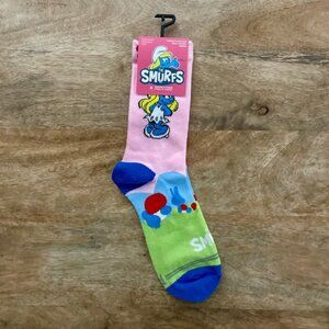 New: Women's 6-9.5 Pink The Smurfs Smurfette Novelty Socks
